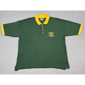 Vintage Green Bay Packers Polo Shirt Mens Large Green NFL Football The Edge 90s